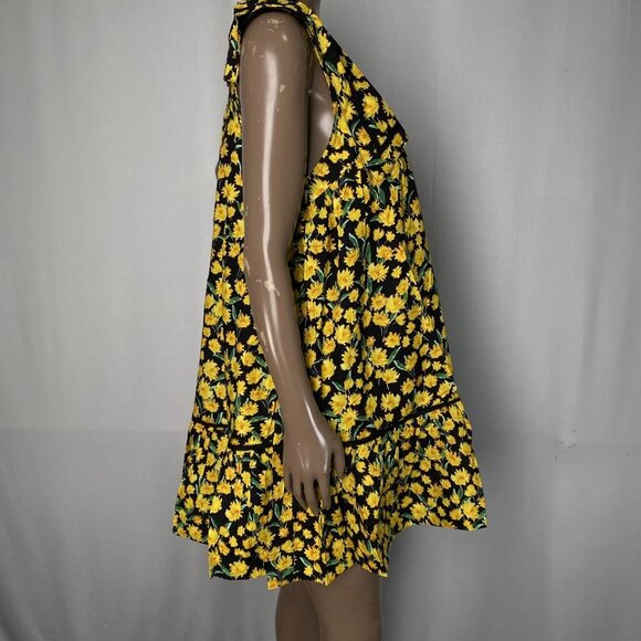 NEW MAEVE Women's Collared Poplin Swing Mini Dress Black/Yellow Size XS - Picture 7 of 11